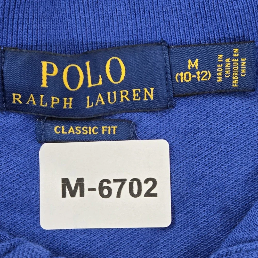 Polo Ralph Lauren Boys M Blue Big Pony Logo Embroidered Classic Fit‎ Collar